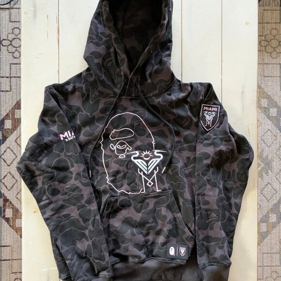 NWT: BAPE (BATHING APE®) X Inter Miami CF Camo Pullover Hoodie Black - Size M - Picture 9 of 10